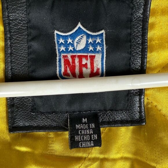 Pittsburgh Steelers Men’s Leather Letterman Bomber Jacket NFL Logo Size Medium - Picture 5 of 9
